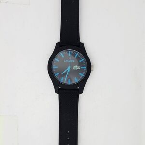 Lacoste 12.12 2010791 Watch 43mm Black Blue Face Silicone BandnWorks Unworn